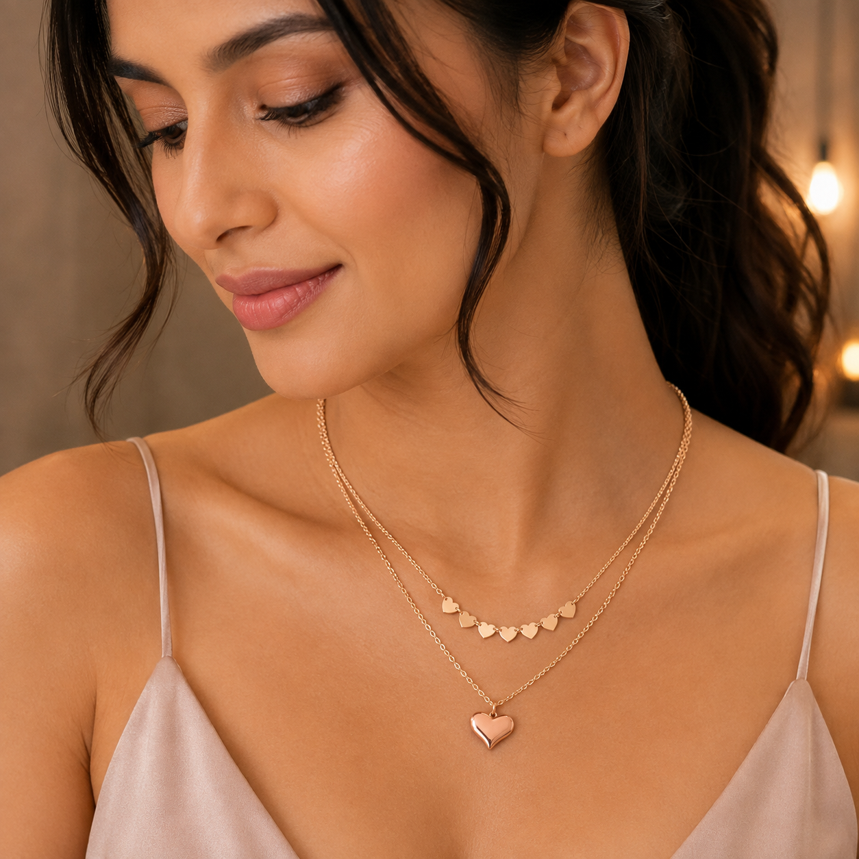 Everlove Layered Heart Charm Necklace